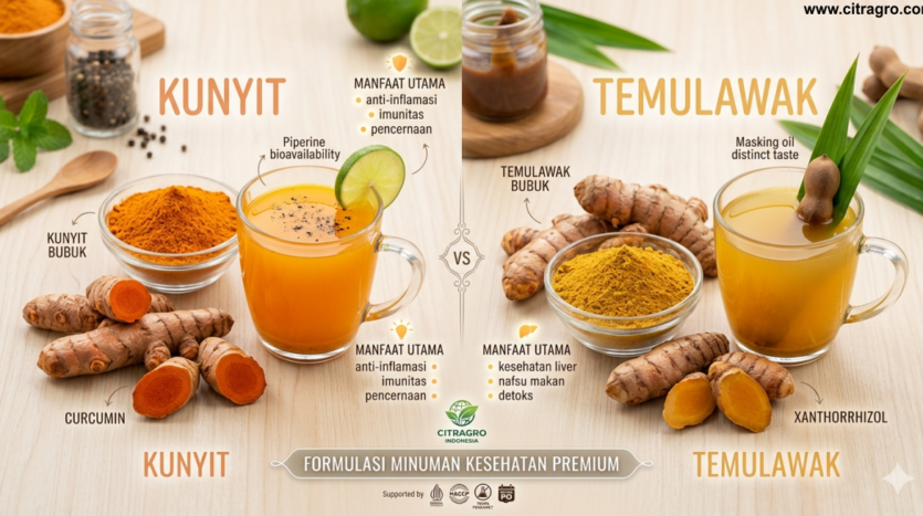 Perbedaan Kunyit vs Temulawak - Panduan Lengkap Formulasi Minuman Kesehatan Premium - Citragro Indonesia
