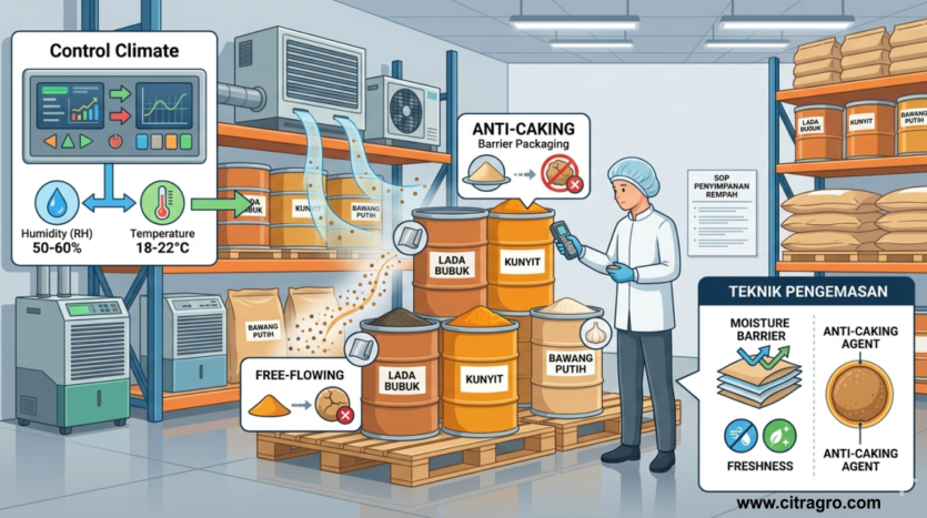 Strategi Anti-Caking - Tips Penyimpanan Rempah Bubuk Skala Industri Agar Tetap Produk Tetap Flowable - citragro Indonesia